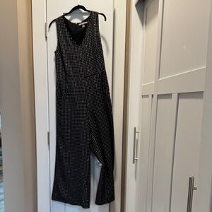 Karl Lagerfeld Black & White Polka Dot Sleeveless Jumpsuit